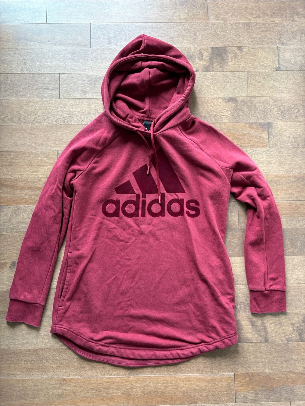adidas Women's Maroon longline Hoodie Sweatshirt